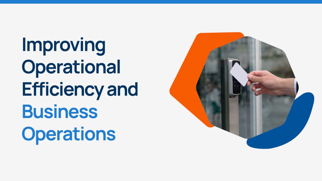 Person using a keycard on a secure door entry system, illustrating how Integrated Security Systems improve operational efficiency and building access control.